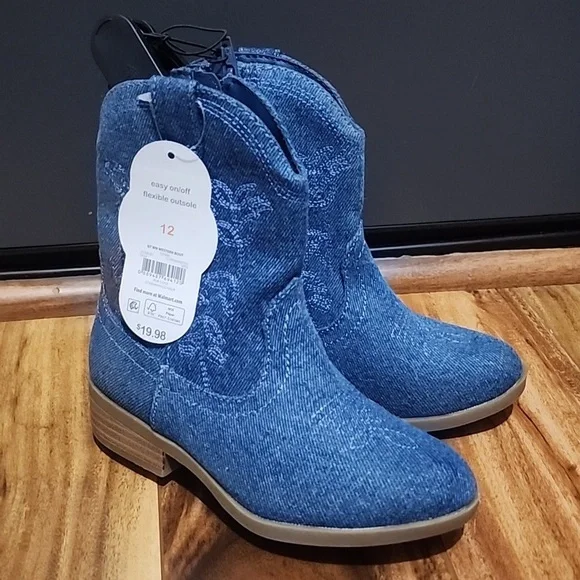 NWT Denim Ankle Boots for Girls - Picture 1 of 2